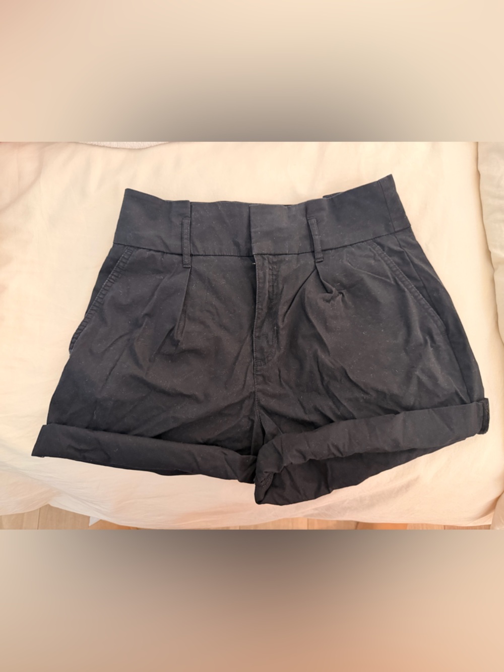 Banana Republic Black High-Waist Cuffed Shorts